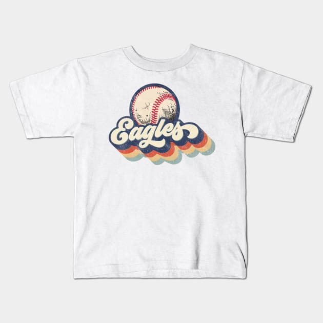 Retro Baseball Eagles Kids T-Shirt by Wonder man 